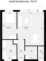 2 værelses hus/villa på 50 m2
