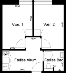 2 værelses lejlighed på 50 m2