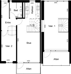 3 værelses lejlighed på 91 m2