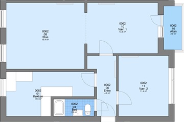 2 værelses lejlighed på 86 m2
