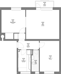 3 værelses lejlighed på 82 m2