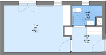 1 værelses lejlighed på 30 m2