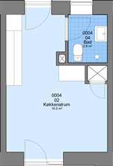 1 værelses lejlighed på 36 m2