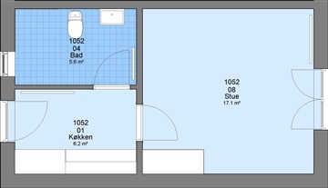 1 værelses lejlighed på 37 m2