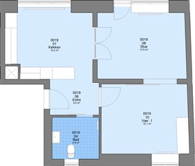 2 værelses lejlighed på 82 m2