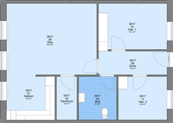 3 værelses lejlighed på 86 m2