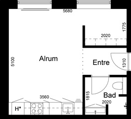 Ungdomsbolig på 50 m2 til 3.745 kr.
