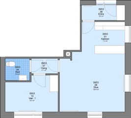 2 værelses lejlighed på 44 m2
