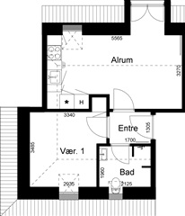 2 værelses lejlighed på 46 m2