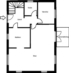 Stort hus med sort udhus/værksted