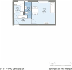 1 værelses lejlighed på 41 m2
