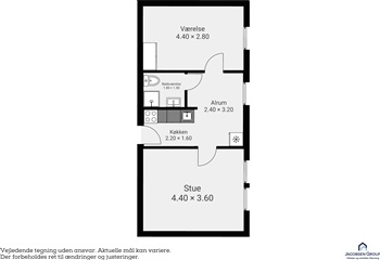 Skøn 2-værelses lejlighed med nyere køkken