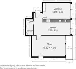 2 værelses lejlighed på 89 m²