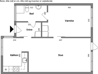 2 værelses lejlighed på 67 m2