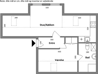 2 værelses lejlighed på 68 m2