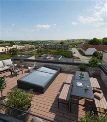 Nyopført rækkehus med 50 m² stor tagterrasse
