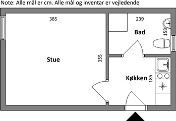 Ungdomsbolig på 35 m2 til 2.552 kr.