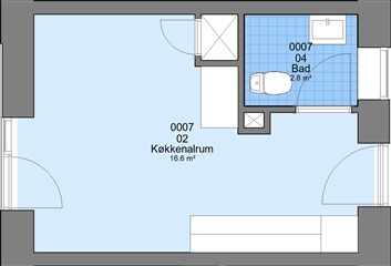 1 værelses lejlighed på 36 m2