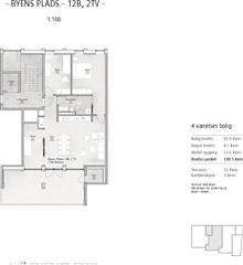 4 værelses lejlighed på 110 m2
