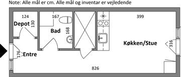 45 m2 lejlighed. Husdyr er tilladt
