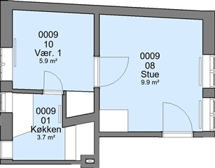 2 værelses lejlighed på 36 m2