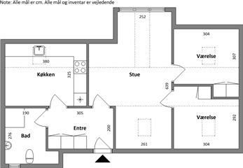 3 værelses lejlighed på 85 m2