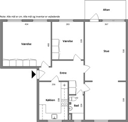 3 værelses lejlighed på 100 m2