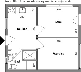 Ungdomsbolig på 49 m2 til 5.070 kr.