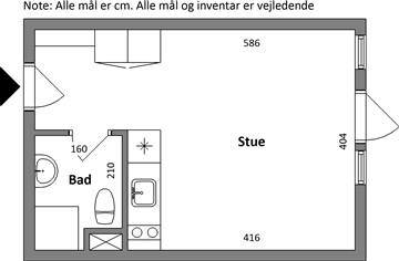 34 m2 lejlighed. Husdyr er tilladt