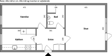 Solbakken, 60 m2, 2 værelser, 5.154 kr.